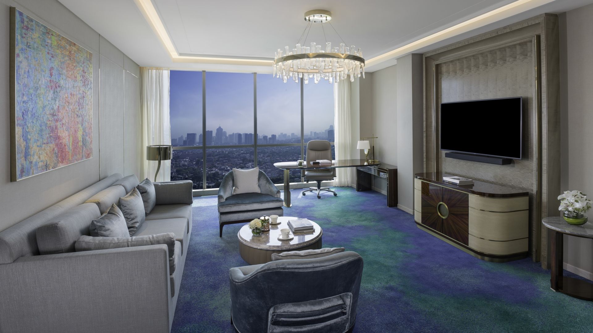 Executive Suite Living Room with Luxury Touch and Jakarta View